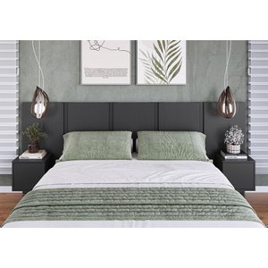 Cabeceira para Cama Casal com 2 Mesas de Cabeceira Suspensas Cor:grafite