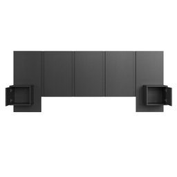 Cabeceira para Cama Casal com 2 Mesas de Cabeceira Suspensas Cor:grafite - 3