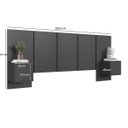 Ver imagem 4 de Cabeceira para Cama Casal com 2 Mesas de Cabeceira Suspensas Cor:grafite