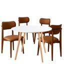 Ver imagem 2 de Kit Mesa Jantar 90cm Branca & 4 Cadeiras Estofadas Durango Antílope