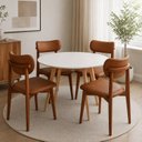 Ver imagem 1 de Kit Mesa Jantar 90cm Branca & 4 Cadeiras Estofadas Durango Antílope