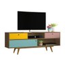 Rack Retro Color Tv Até 60 Polegadasmel Freijo Ac/rose Ac/turquesa Ac/amarelo Ac - Cor: Marrom - 6