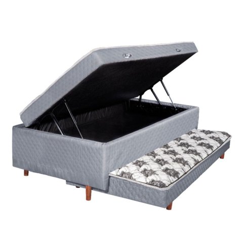 Bicama com Box Baú Molas Ensacadas Solteiro com Cama Auxiliar 3 em 1 Mega Sul