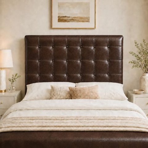 Cabeceira Ana Estofada Corino Modena p/ Cama Box Casal King 195cm Quarto