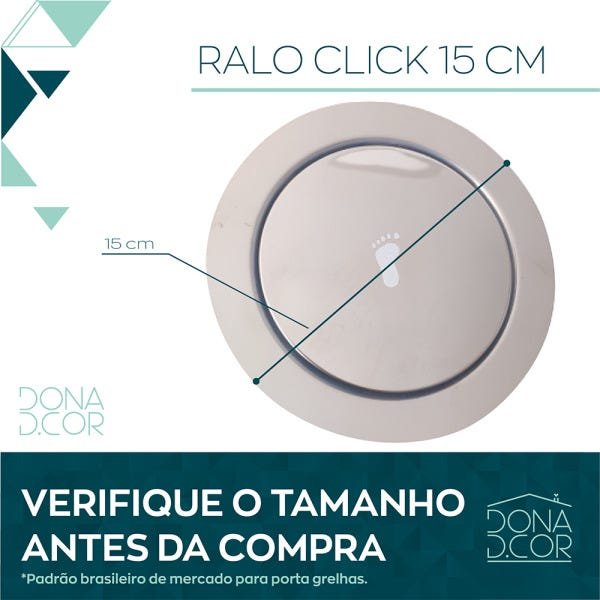 Ralo Redondo 15 cm Inox Tampa click Inteligente Banheiro lavabo lavanderia alto padrão - 2