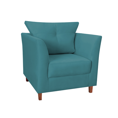 Poltrona Cadeira Sofá Decorativa Isis Sala Estar Salão Beleza Suede Azul Turquesa - LM DECOR