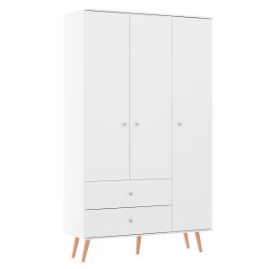 Guarda-roupa Retrô 120 X 206 Cm 3 Portas 2 Gavetas Mdp Branco 9023 Menu
