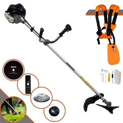 Roçadeira Anmax Cg430b 43cc 1,7hp C/ Carretel + Facas 2 Pontas + 80 Dentes + Escova de Aço