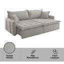 Ver mais imagens de Sofá Cama Veludo em Madeira Eucalipto 240cm Braço 20cm Arizona Meu Sofá Online