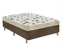 Ver imagem 1 de Cama Box Casal Suede Marrom + Colchão Casal Suede Bege Espuma 138x188x55