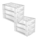 Ver imagem 1 de Kit 2 Gaveteiro Médio para Organizar com 3 Gavetas Transparente