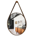 Ver imagem 1 de Espelho Decorativo Escritório Alça Em Couro 60cm + Suporte:Café