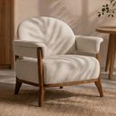 Ver imagem 2 de Poltrona Decorativa Dina Base Madeira Castanho Linho Cru - Nexta Casa
