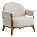 Ver imagem 1 de Poltrona Decorativa Dina Base Madeira Castanho Linho Cru - Nexta Casa