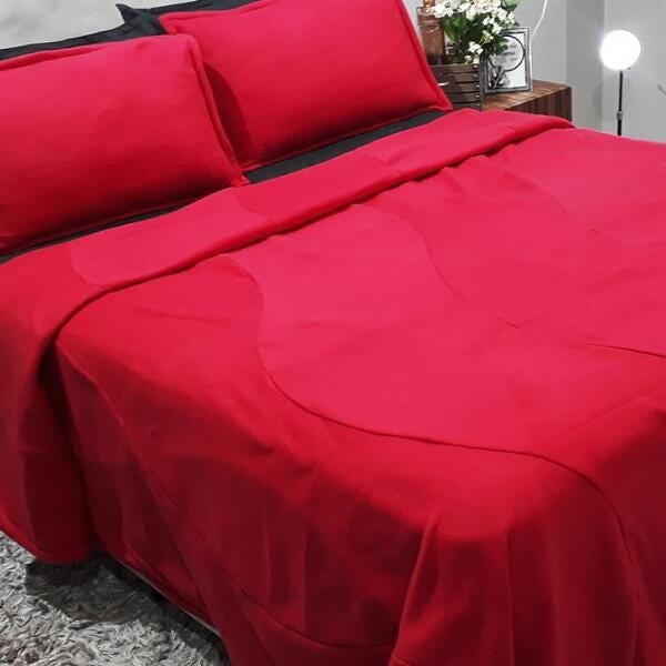 COBERTOR SOLTEIRO DUPLO SOFT MAIS DUAS FRONHAS SOFT VERMELHO - 1