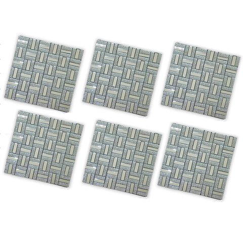 Pastilha de Vidro Adesiva Parede Kit 6 Uni Sala Cozinha Banheiro Sala Decorativa Facil Aplicacao Req