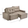 Sofá-cama 3 Lugares Retrátil Rincão Lisboa Veludo Bege, 220 Cm - 4