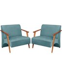 Ver imagem 1 de Poltrona Namoradeira Venus Braço Madeira Maciça Suede Unidecor Turquesa