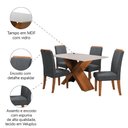 Ver imagem 5 de Conjunto Mesa de Jantar 4 Cadeiras Grécia com Tampo de Vidro 1,36m - Dobuê - Madeirado/grafite