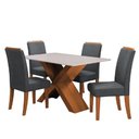 Ver imagem 1 de Conjunto Mesa de Jantar 4 Cadeiras Grécia com Tampo de Vidro 1,36m - Dobuê - Madeirado/grafite