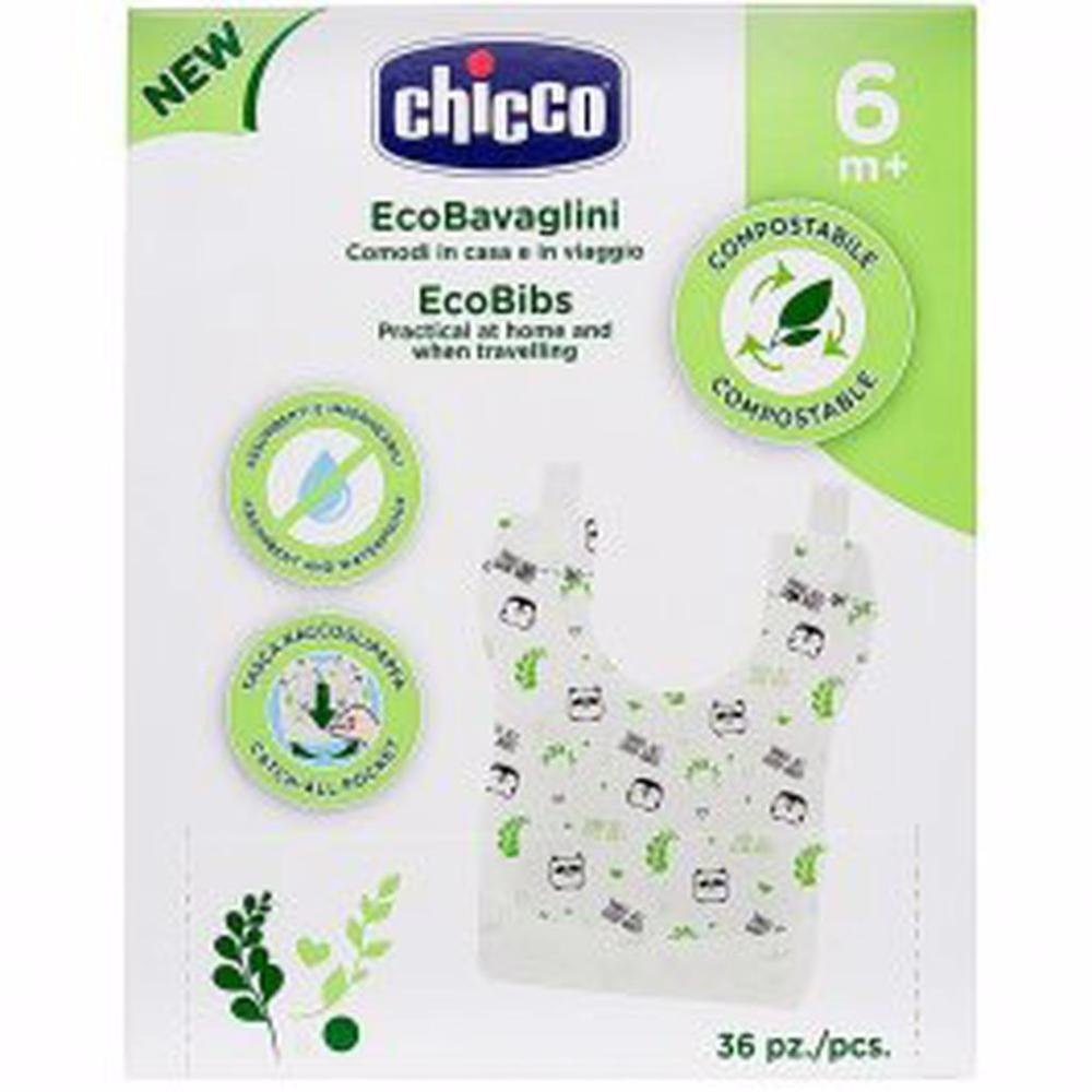 Babador Descartável Disposable Compost Bibs Chicco 36 Unidades