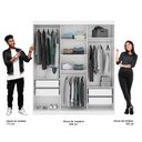 Ver imagem 5 de Guarda-roupa Solteiro Marvin 3 Portas de Correr com Espelhos 4 Gavetas Branco Carraro