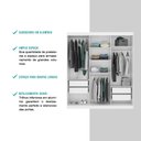 Ver imagem 4 de Guarda-roupa Solteiro Marvin 3 Portas de Correr com Espelhos 4 Gavetas Branco Carraro