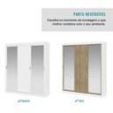 Ver imagem 6 de Guarda-roupa Solteiro Marvin 3 Portas de Correr com Espelhos 4 Gavetas Branco Carraro