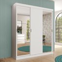 Ver imagem 1 de Guarda-roupa Solteiro Marvin 3 Portas de Correr com Espelhos 4 Gavetas Branco Carraro