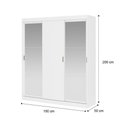 Ver imagem 2 de Guarda-roupa Solteiro Marvin 3 Portas de Correr com Espelhos 4 Gavetas Branco Carraro