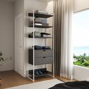 Ver imagem 1 de Closet Solteiro Estilo Industrial Loft 1 Módulo com Gaveta Preto Ferro Branco