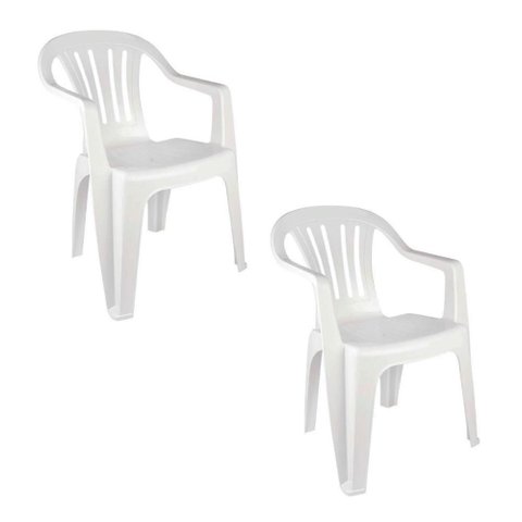 Kit 2 Cadeiras Poltrona Plástica Empilhavel Reforçada Branca 182kg Mor