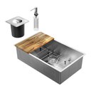 Ver imagem 1 de Cuba Docol Bistrô 70x40 90021166016 Inox Escovado com Acessórios e Lixeira