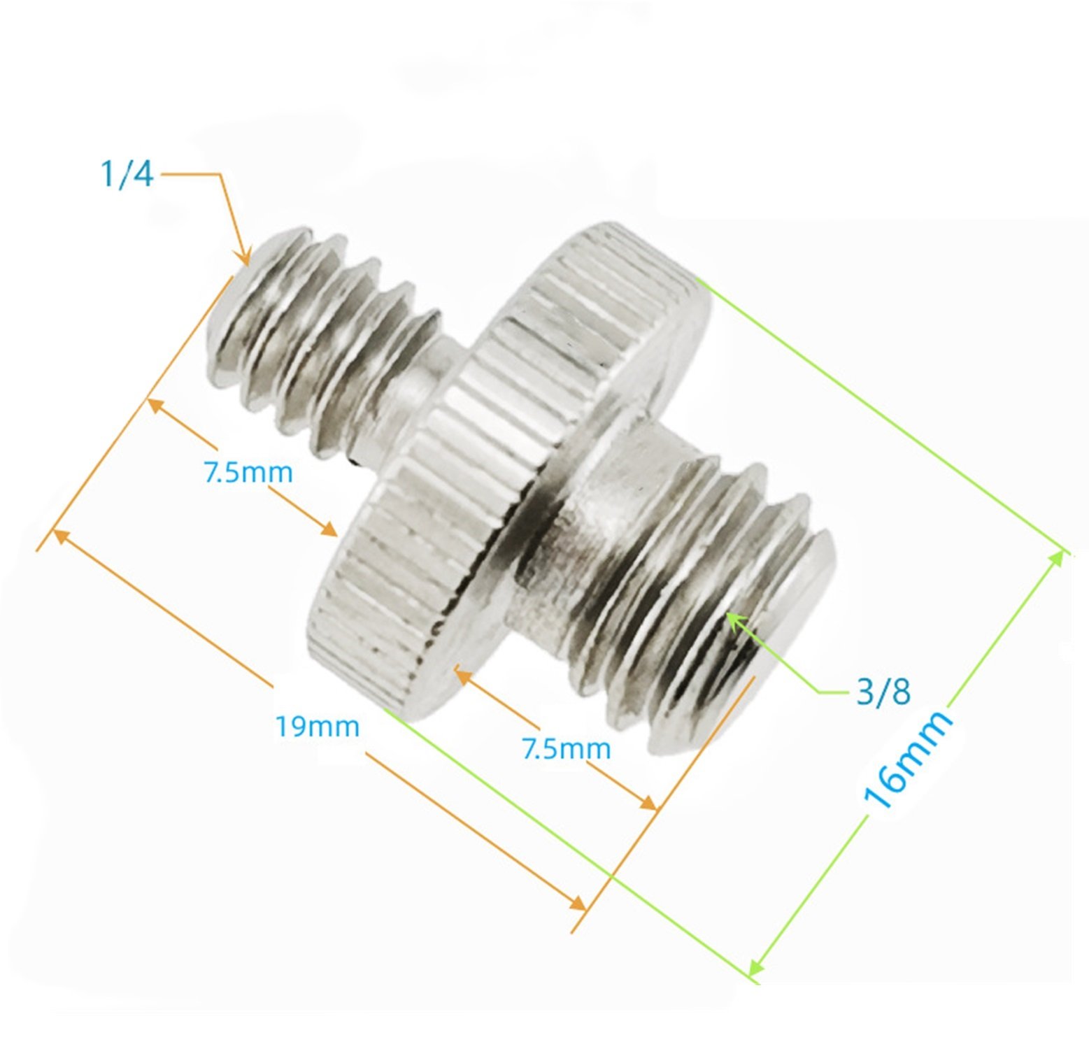 Kit 2pc C/ Parafuso Adaptador Macho 1/4-1/4 + Parafuso Macho 1/4-3/8 - 5