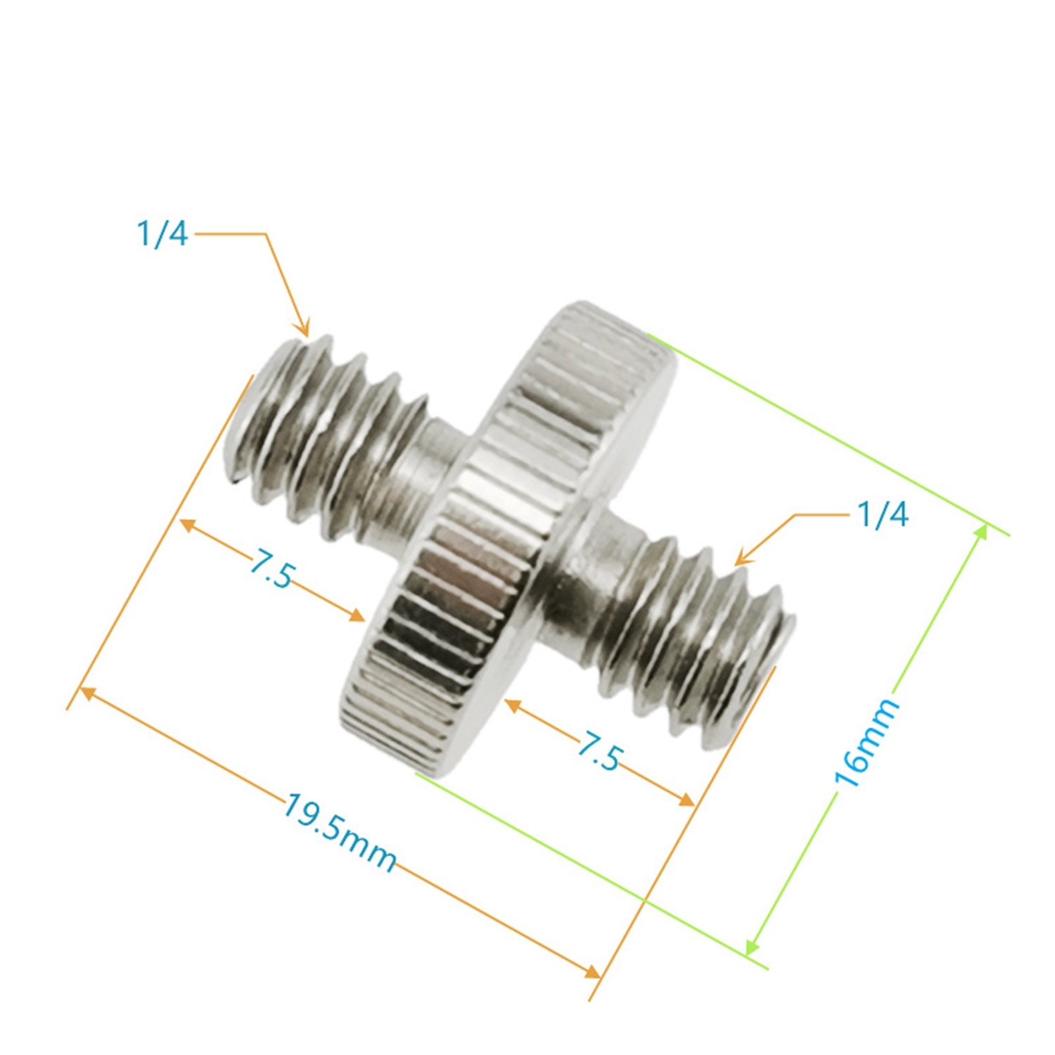 Kit 2pc C/ Parafuso Adaptador Macho 1/4-1/4 + Parafuso Macho 1/4-3/8 - 3