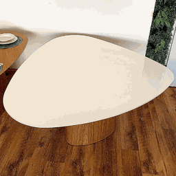 Mesa de Jantar Orgânica 160x165 cm Tampo Laca Branca Base Freijó Personal Decor - 2