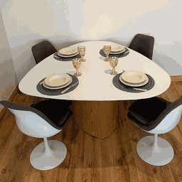 Mesa de Jantar Orgânica 160x165 cm Tampo Laca Branca Base Freijó Personal Decor - 5