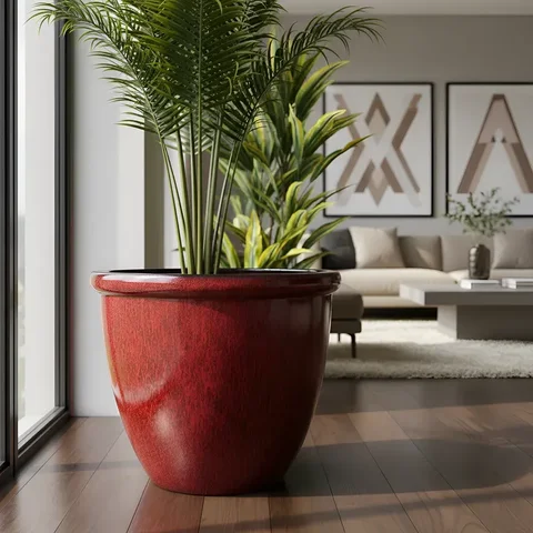 Vaso Decorativo para Plantas Grandes Auto Brilho para Sala (liso/terrracota)