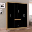 Ver imagem 1 de Guarda Roupa Casal Ambiente Milão 6 Portas Damasco Preto - Poquema