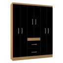 Ver imagem 4 de Guarda Roupa Casal Ambiente Milão 6 Portas Damasco Preto - Poquema