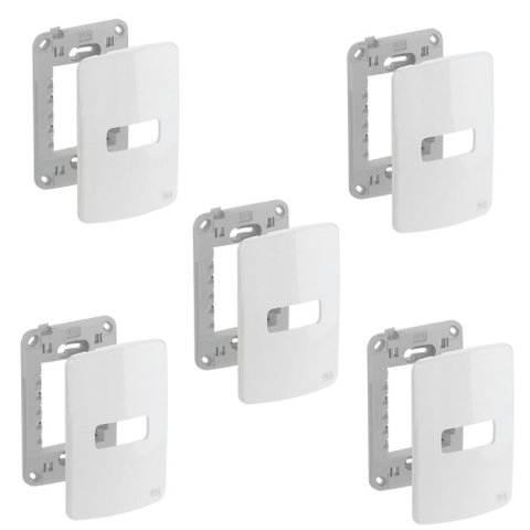 Kit C/5 Placa e Suporte 4x2" 1 Posição Compose Branco