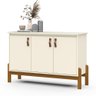 Buffet Aparador Balcão 3 Portas Sonetto Puxador em Couro para Sala Jantar - 4