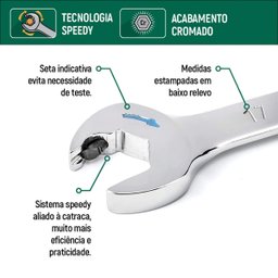 Jogo Chave Combinada Catraca Speedy 8 A 19mm 12 Peças Sata - 5