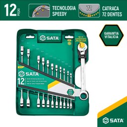 Jogo Chave Combinada Catraca Speedy 8 A 19mm 12 Peças Sata - 3