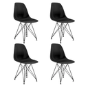 Ver imagem 3 de Mesa Industrial Base Ferro Preto Tampo 137x90 Preto 4 Cadeiras Eames Ferro Preto Assento Preto