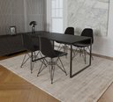 Ver imagem 1 de Mesa Industrial Base Ferro Preto Tampo 137x90 Preto 4 Cadeiras Eames Ferro Preto Assento Preto