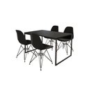 Ver imagem 2 de Mesa Industrial Base Ferro Preto Tampo 137x90 Preto 4 Cadeiras Eames Ferro Preto Assento Preto