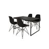 Mesa Industrial Base Ferro Preto Tampo 137x90 Preto 4 Cadeiras Eames Ferro Preto Assento Preto - 2