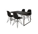 Ver imagem 2 de Mesa Industrial Base Ferro Preto Tampo 137x90 Preto 4 Cadeiras Eames Ferro Preto Assento Preto