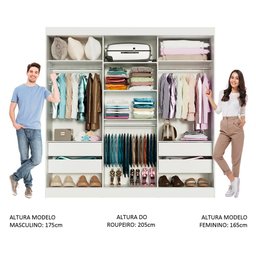 Guarda-roupa Casal Madesa Napoli 3 Portas de Correr Central com Espelho - Branco - 5